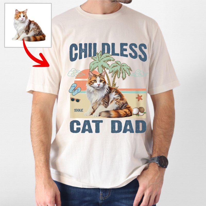 Pawarts | (Childless Dog Dad) Summer Vibes Custom Dog T-Shirt For Dog Dad - Pawarts