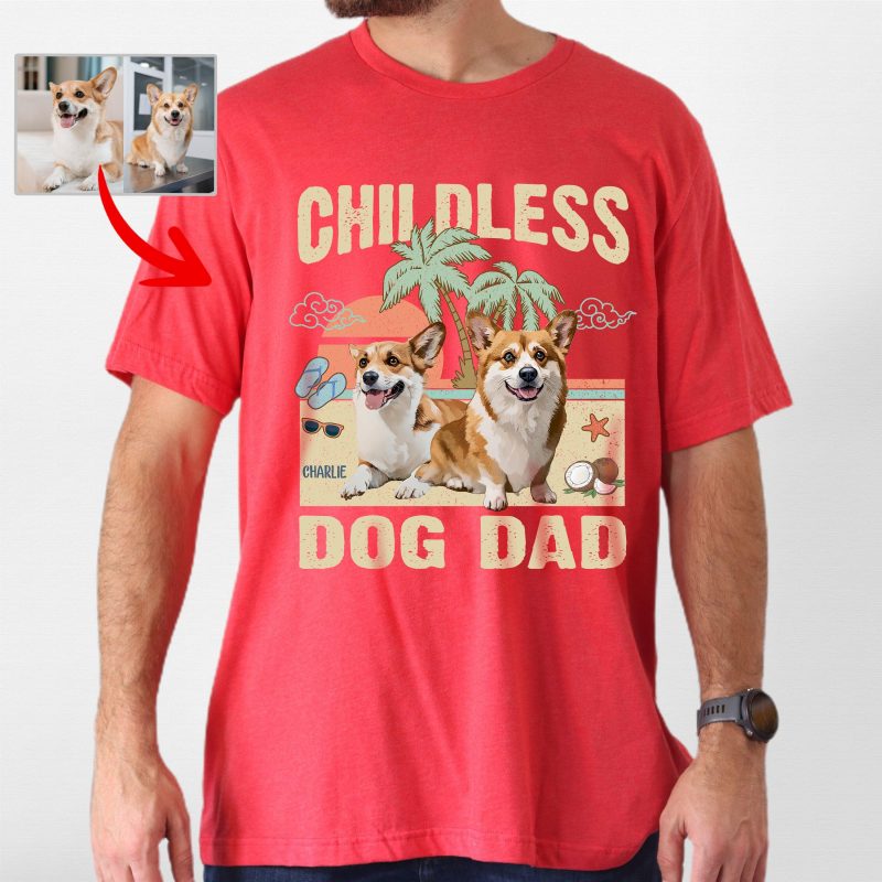 Pawarts | (Childless Dog Dad) Summer Vibes Custom Dog T-Shirt For Dog Dad - Pawarts