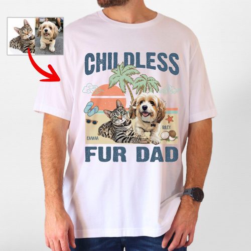 Pawarts | (Childless Dog Dad) Summer Vibes Custom Dog T-Shirt For Dog Dad - Pawarts