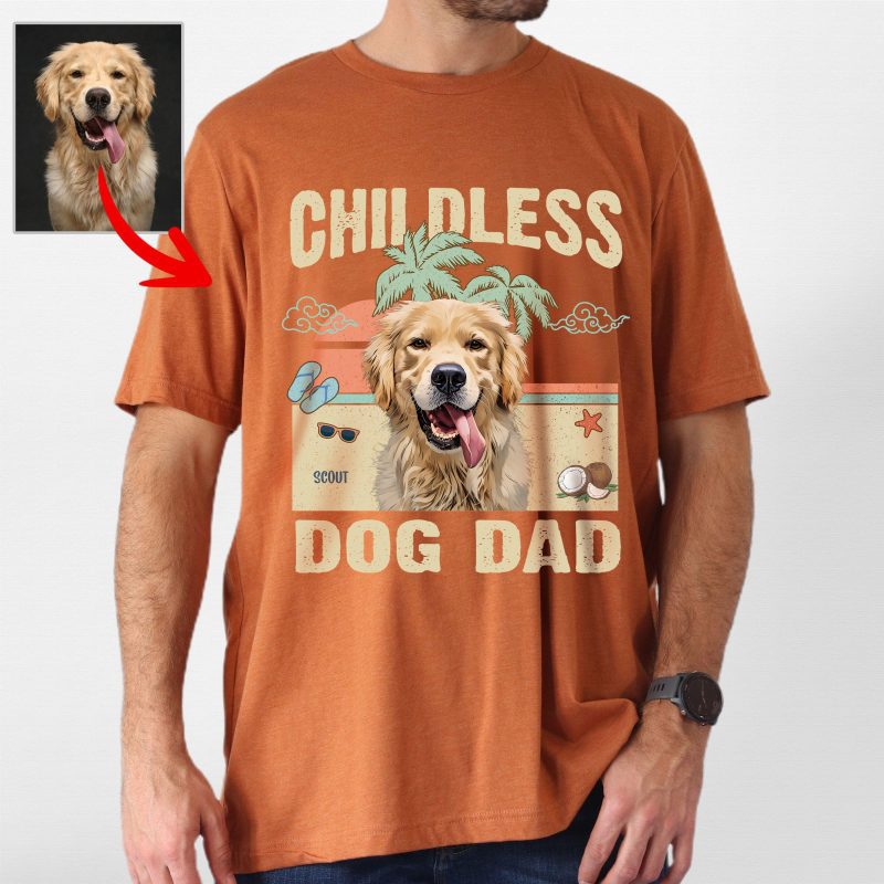 Pawarts | (Childless Dog Dad) Summer Vibes Custom Dog T-Shirt For Dog Dad - Pawarts