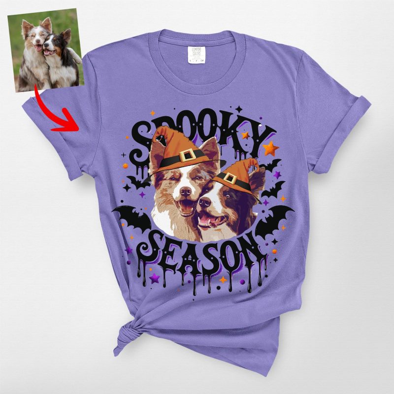 Custom Dog Photo Witch Style Comfort Colors Shirt for Dog Moms - Pawarts