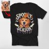 Pawarts | Spooky Season Custom Dog Portrait Unisex T-shirt [Halloween Gift For Dog's Hooman] - Pawarts