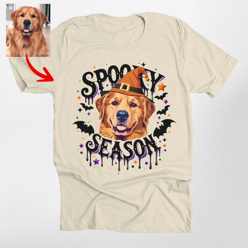 Pawarts | Spooky Season Custom Dog Portrait Unisex T-shirt [Halloween Gift For Dog's Hooman] - Pawarts