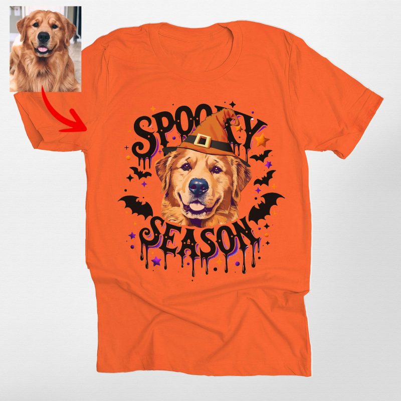 Pawarts | Spooky Season Custom Dog Portrait Unisex T-shirt [Halloween Gift For Dog's Hooman] - Pawarts