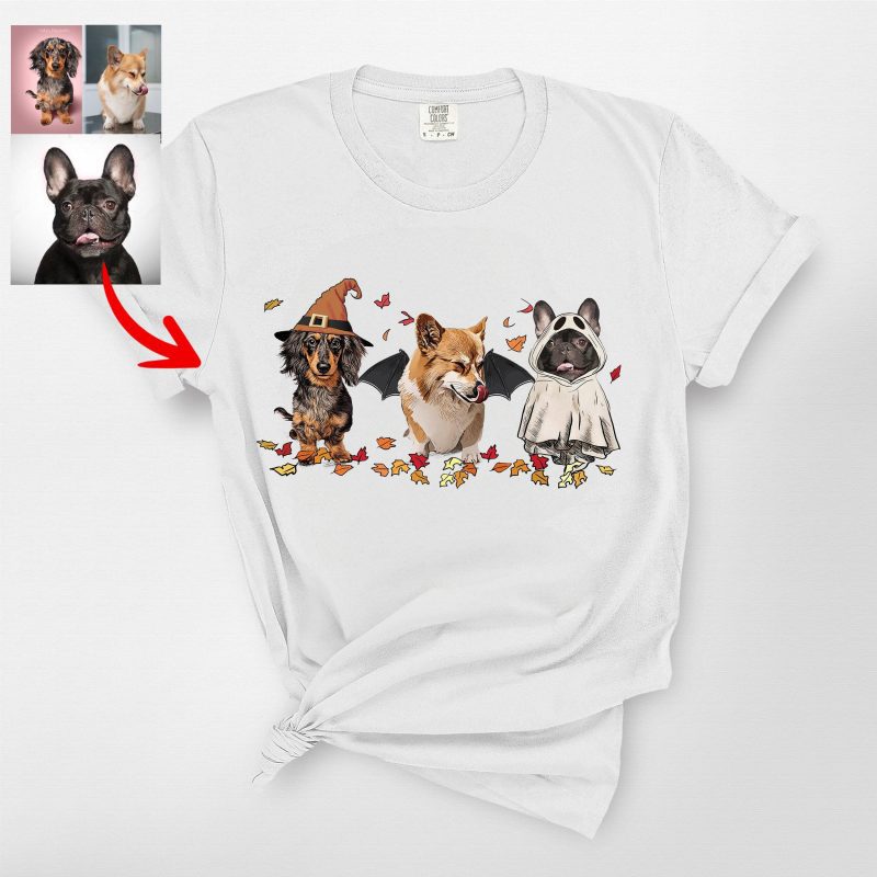 Custom Halloween Dog Photo Shirt for Dog Lovers, Funny Fall Vibes - Pawarts