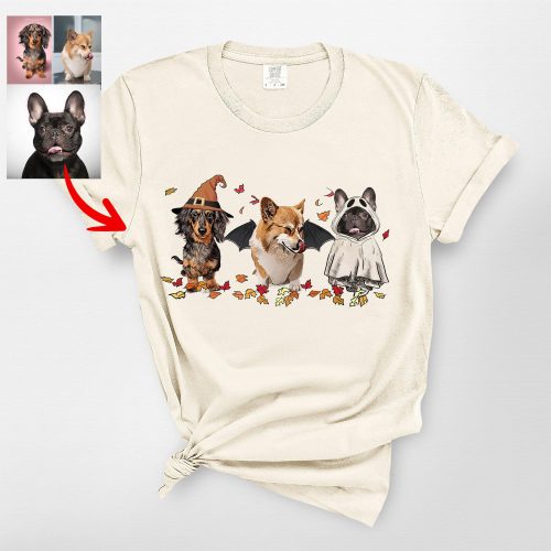 Custom Halloween Dog Photo Shirt for Dog Lovers, Funny Fall Vibes - Pawarts