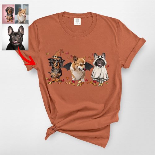 Custom Halloween Dog Photo Shirt for Dog Lovers, Funny Fall Vibes - Pawarts