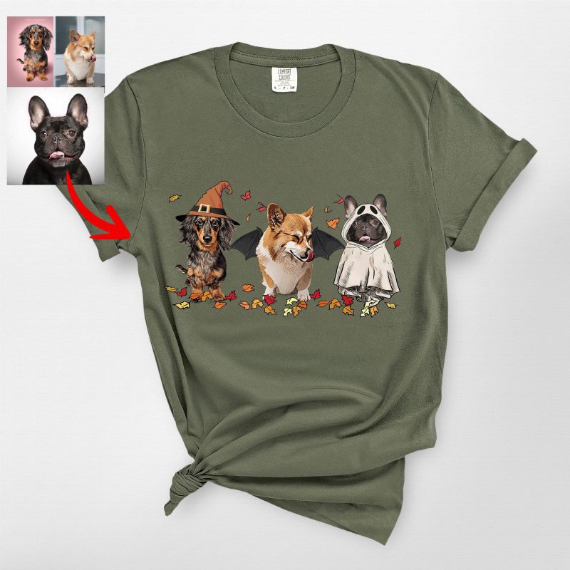 Custom Halloween Dog Photo Shirt for Dog Lovers, Funny Fall Vibes - Pawarts