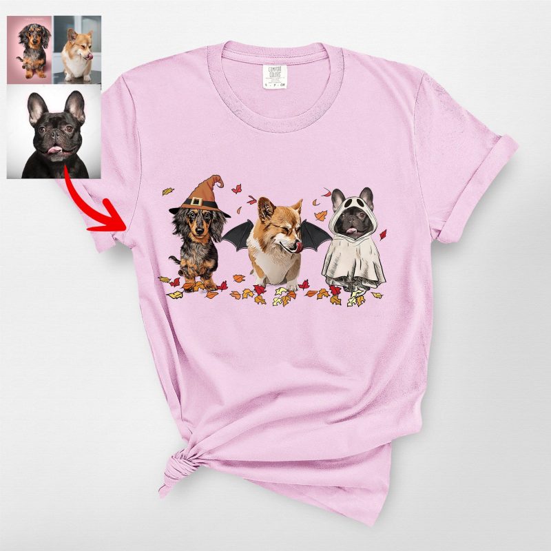 Custom Halloween Dog Photo Shirt for Dog Lovers, Funny Fall Vibes - Pawarts