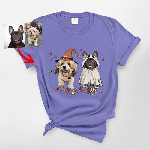 Custom Halloween Dog Photo Shirt for Dog Lovers, Funny Fall Vibes - Pawarts