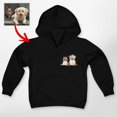 Cute Custom Dog Ghost Gildan Kids' Hoodie Funny Retro Style - Pawarts