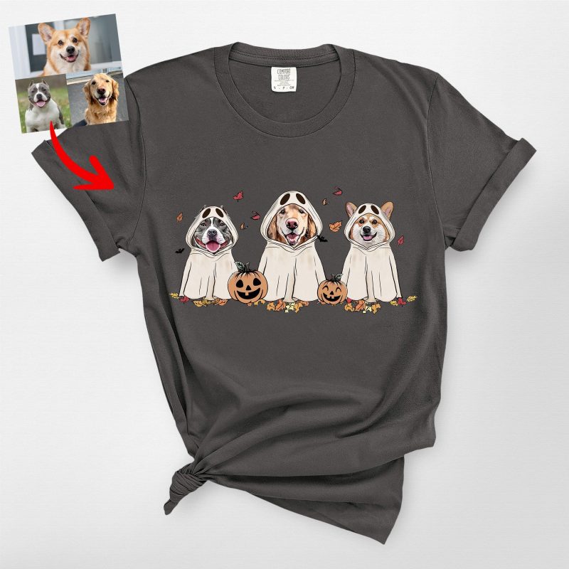 Halloween Ghost T-Shirt for Dog Lovers, Funny Fall Pumpkin Comfort Color Tee - Pawarts