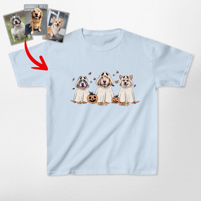 Cute Custom Dog Ghost Gildan Kids' T-shirt Funny Retro Style - Pawarts