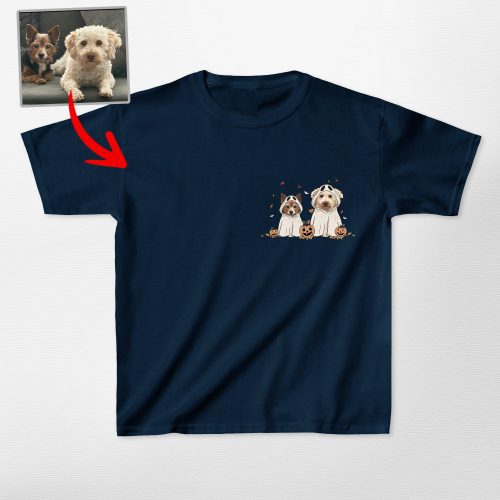 Cute Custom Dog Ghost Gildan Kids' T-shirt Funny Retro Style - Pawarts