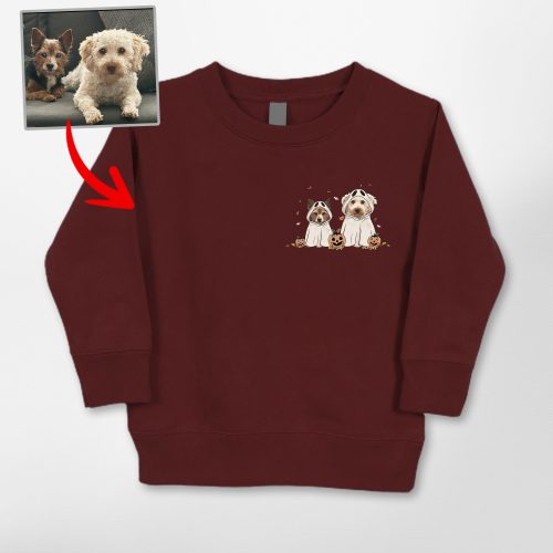 Cute Custom Dog Ghost Gildan Kids' Sweatshirt Funny Retro Style - Pawarts