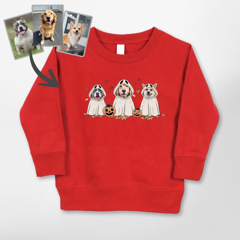 Cute Custom Dog Ghost Gildan Kids' Sweatshirt Funny Retro Style - Pawarts