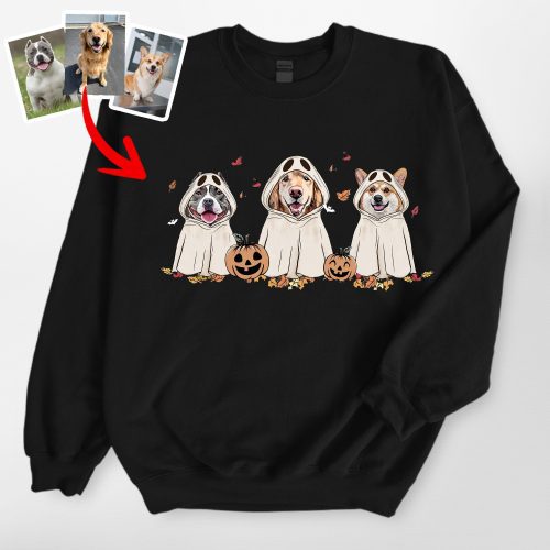 Custom Dog Ghost Gildan Sweatshirt For Dog Lovers Funny Retro Style - Pawarts