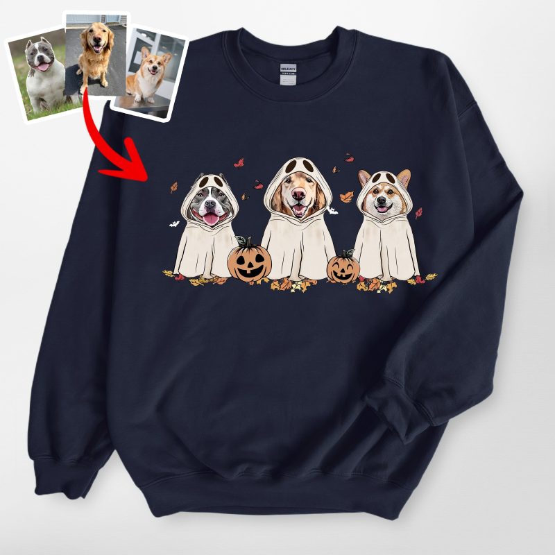 Custom Dog Ghost Gildan Sweatshirt For Dog Lovers Funny Retro Style - Pawarts