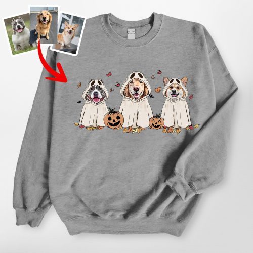 Custom Dog Ghost Gildan Sweatshirt For Dog Lovers Funny Retro Style - Pawarts