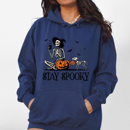 Funny Skeleton Pumpkin Dog Comfort Colors Hoodie - Pawarts