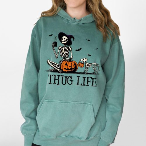 Funny Skeleton Pumpkin Dog Comfort Colors Hoodie - Pawarts