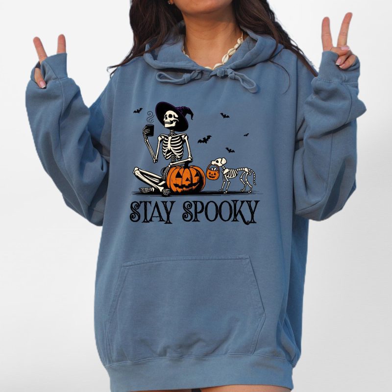 Funny Skeleton Pumpkin Dog Comfort Colors Hoodie - Pawarts