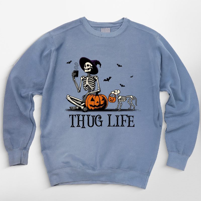 Custom Skeleton Pumpkin Dog Comfort Colors Sweatshirt - Pawarts