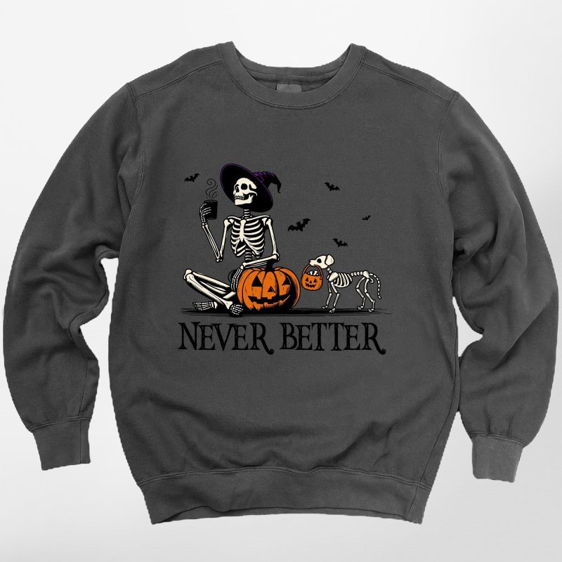 Custom Skeleton Pumpkin Dog Comfort Colors Sweatshirt - Pawarts