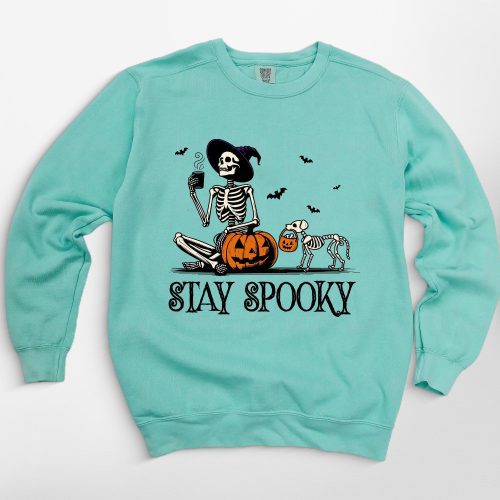 Custom Skeleton Pumpkin Dog Comfort Colors Sweatshirt - Pawarts