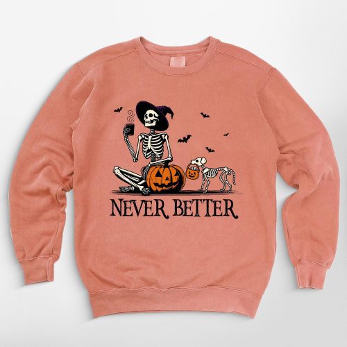 Custom Skeleton Pumpkin Dog Comfort Colors Sweatshirt - Pawarts