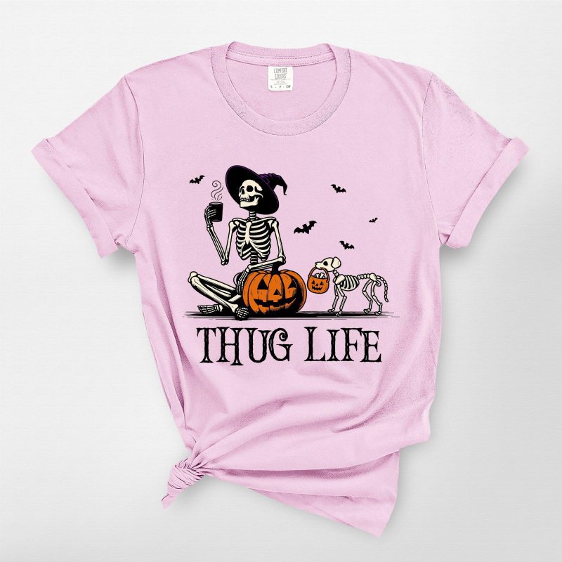 Pawarts | Skeleton Pumpkin Dog Comfort Colors T-Shirt [Halloween Gift For Dog Lovers] - Pawarts