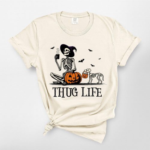 Pawarts | Skeleton Pumpkin Dog Comfort Colors T-Shirt [Halloween Gift For Dog Lovers] - Pawarts