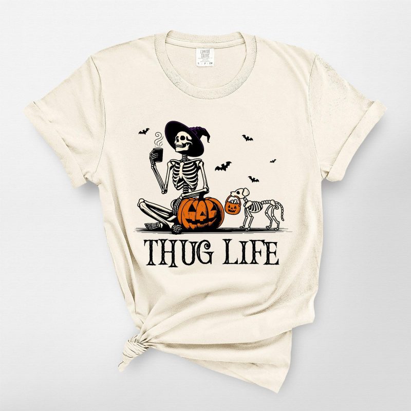 Pawarts | Skeleton Pumpkin Dog Comfort Colors T-Shirt [Halloween Gift For Dog Lovers] - Pawarts