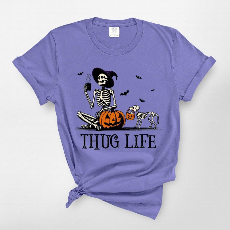 Pawarts | Skeleton Pumpkin Dog Comfort Colors T-Shirt [Halloween Gift For Dog Lovers] - Pawarts