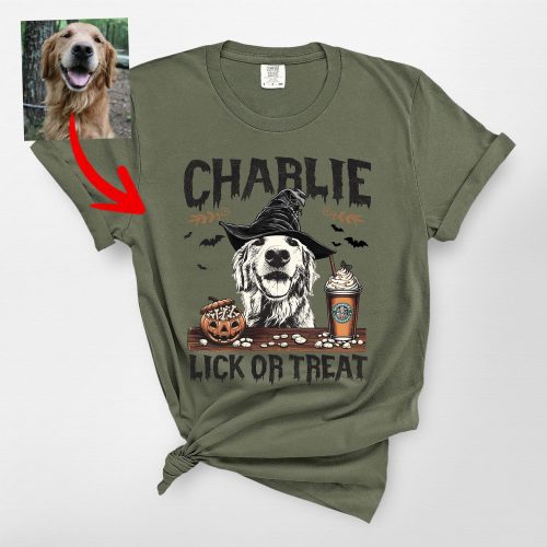 Custom Coffee-Sipping Dog Witch Halloween Comfort Colors T-shirt For Dog Lovers - Pawarts