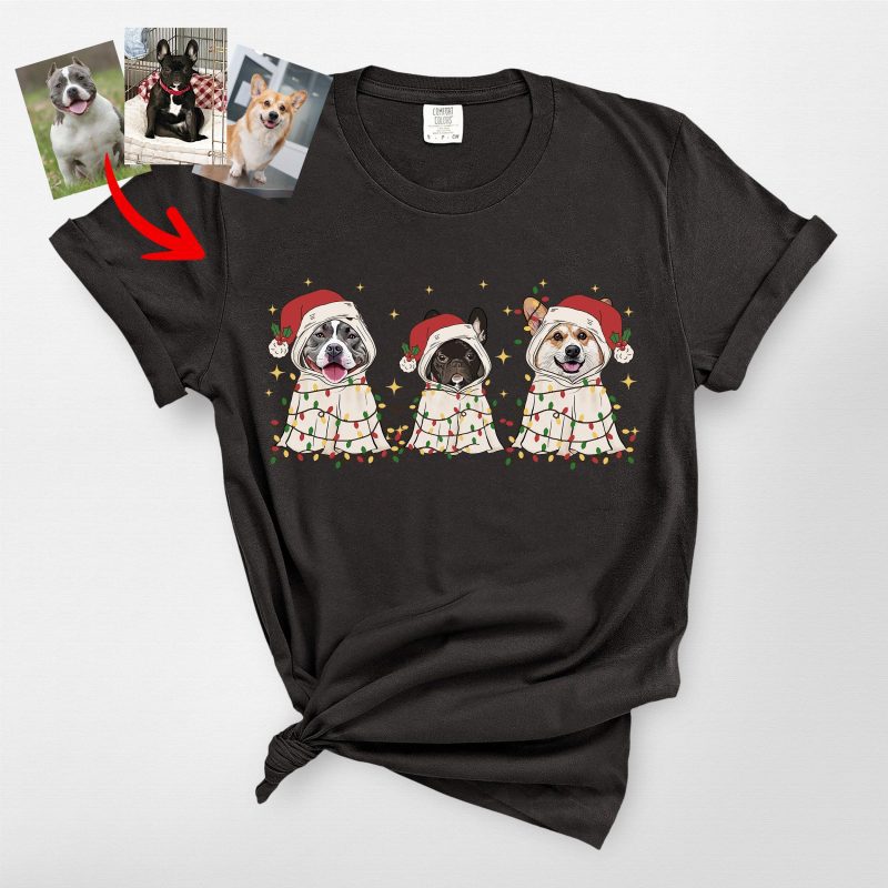 Cute Ghost Christmas Comfort Colors T-Shirt for Dog Lovers - Pawarts