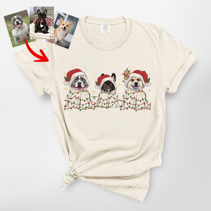 Cute Ghost Christmas Comfort Colors T-Shirt for Dog Lovers - Pawarts