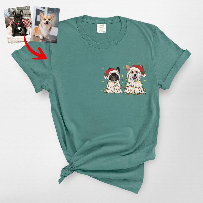 Cute Ghost Christmas Comfort Colors T-Shirt for Dog Lovers - Pawarts