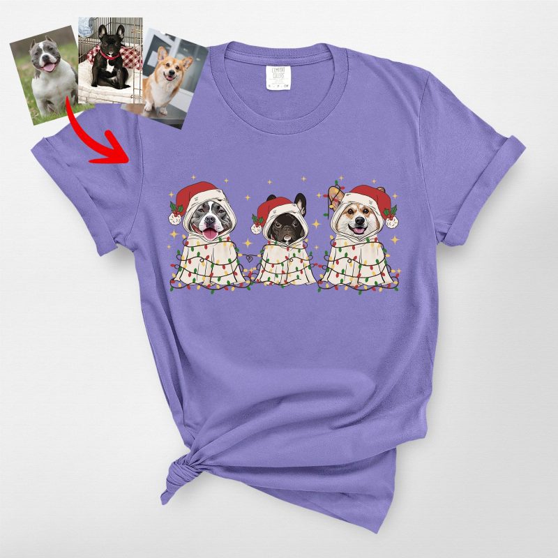 Cute Ghost Christmas Comfort Colors T-Shirt for Dog Lovers - Pawarts