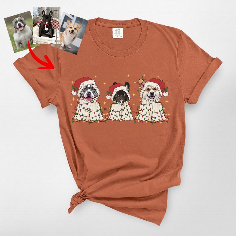 Cute Ghost Christmas Comfort Colors T-Shirt for Dog Lovers - Pawarts