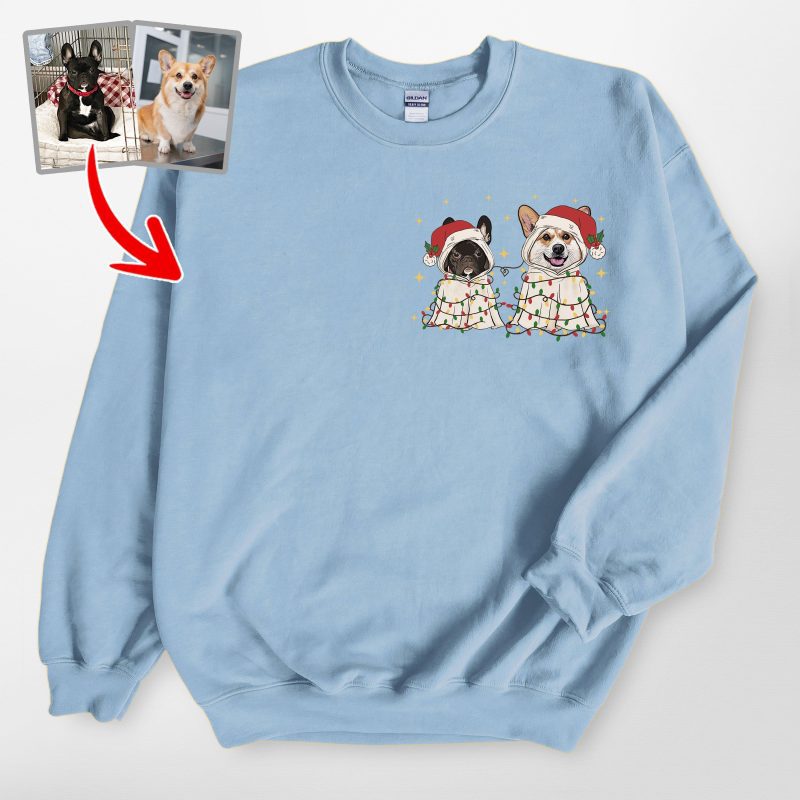 Cute Ghost Christmas Gildan Sweatshirt, Festive Custom Gifts for Dog Lovers - Pawarts