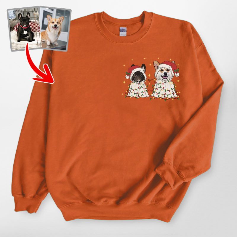 Cute Ghost Christmas Gildan Sweatshirt, Festive Custom Gifts for Dog Lovers - Pawarts