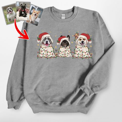 Cute Ghost Christmas Gildan Sweatshirt, Festive Custom Gifts for Dog Lovers - Pawarts