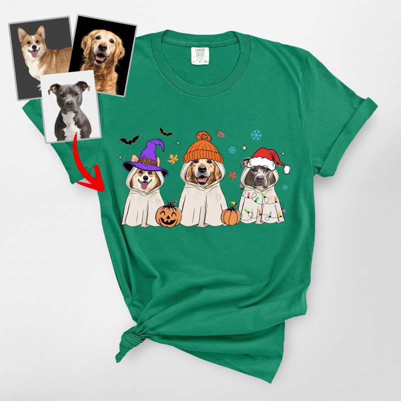 Custom Hallothankmas Dog Portrait Comfort Colors T-Shirt, Cute Gifts For Pawrents - Pawarts