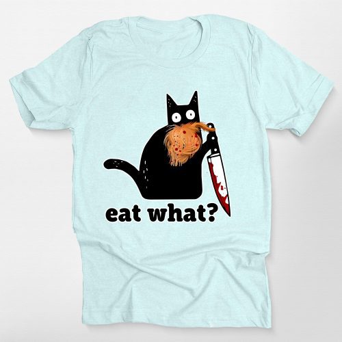 Creepy Cat Eat What Funny Halloween Unisex T-Shirt - Pawarts