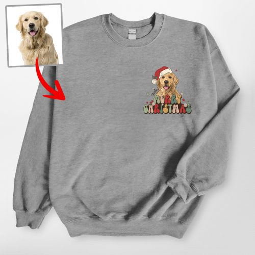 Xmas Custom Dog Portrait Gildan Sweatshirt, Lovely Gifts For Dog Lovers - Pawarts