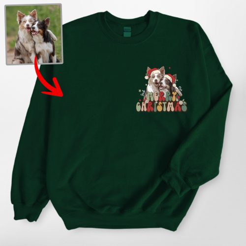 Xmas Custom Dog Portrait Gildan Sweatshirt, Lovely Gifts For Dog Lovers - Pawarts