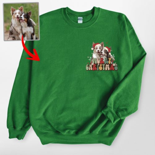 Xmas Custom Dog Portrait Gildan Sweatshirt, Lovely Gifts For Dog Lovers - Pawarts