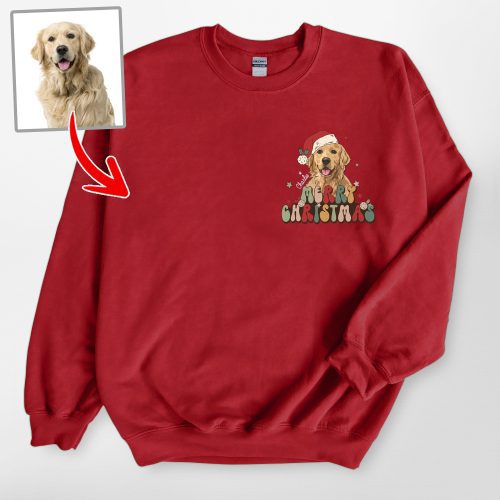 Xmas Custom Dog Portrait Gildan Sweatshirt, Lovely Gifts For Dog Lovers - Pawarts