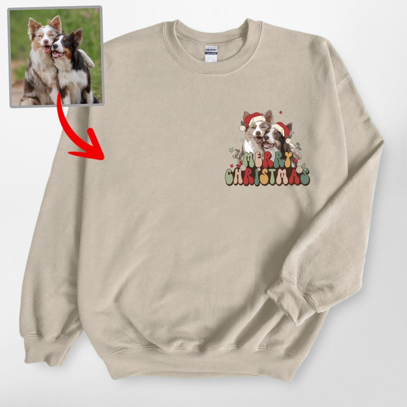 Xmas Custom Dog Portrait Gildan Sweatshirt, Lovely Gifts For Dog Lovers - Pawarts